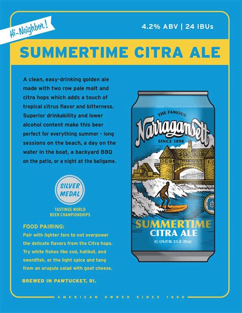Summertime Citra Ale – Narragansett Beer | Narragansett, Narragansett beer, The great fire