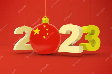 Premium Photo | 2023 year with china flag