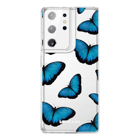 LoveCases Blue Butterfly Gel Case - For Samsung Galaxy S21 Ultra