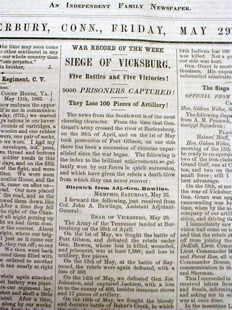 3 1863 Civil War newspapers SIEGE of VICKSBURG Mississippi by GENERAL ...