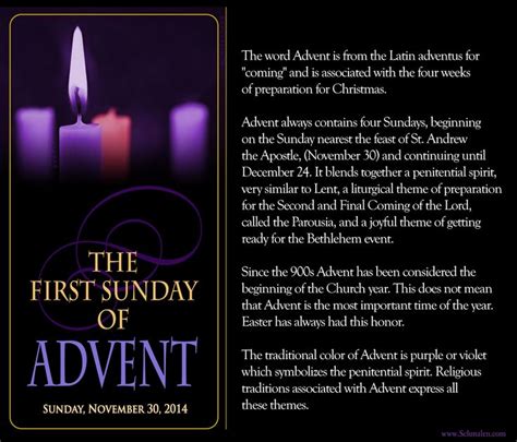 The First Sunday of Advent www.Schmalen.com | Advent prayers, First sunday of advent, Advent ...