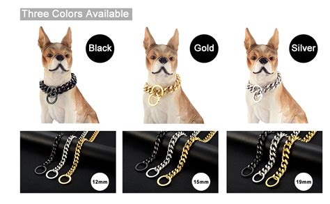 Amazon.com : GZMZC Dog Chain Collar Black Color High Polished Stainless Steel Cuban Link Strong ...