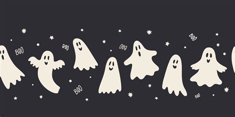 Fun ghosts seamless pattern, cute and spooky Halloween background ...