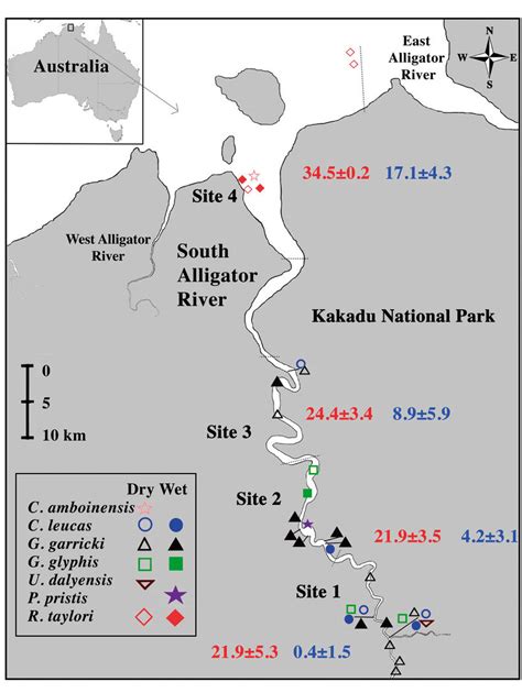 Map of the South Alligator River, Northern Territory, Australia,... | Download Scientific Diagram