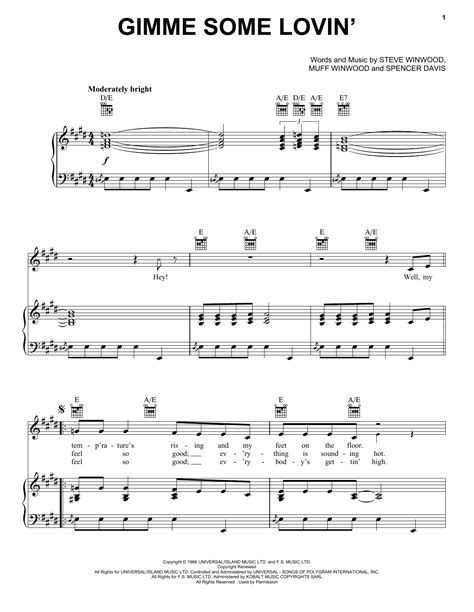 Gimme Some Lovin' | Sheet Music Direct