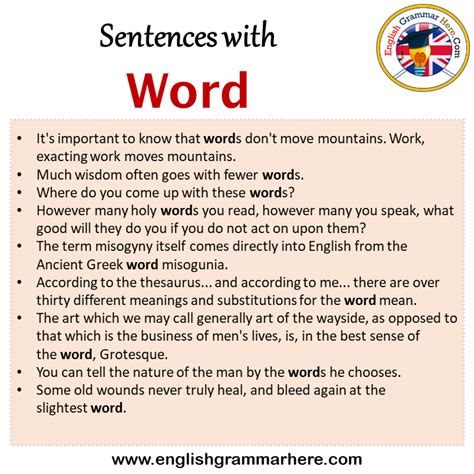 Sentences with Word, Word in a Sentence in English, Sentences For Word ...