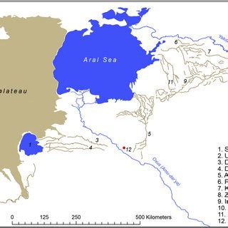 Map of Amu-dar'ya delta with ancient branches of the river. | Download Scientific Diagram