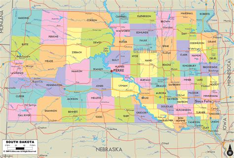 Detailed Political Map of South Dakota - Ezilon Maps