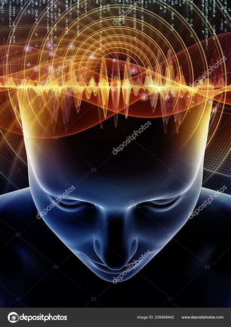 Mind Waves Series Backdrop Design Illustration Human Head Technology Symbols — Stock Photo ...