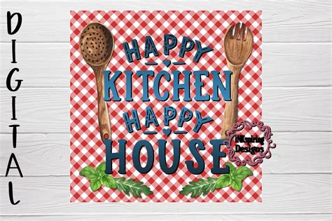 Happy Kitchen Happy House PNG Cutting Board Sublimation Design - Etsy