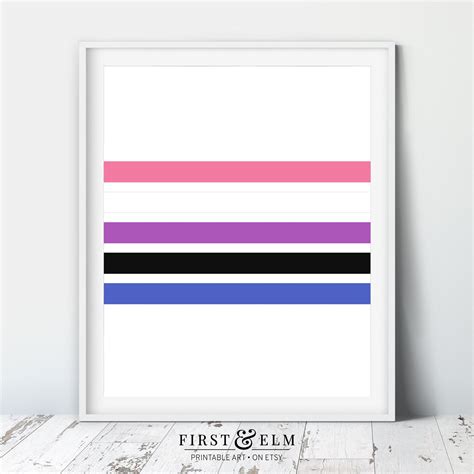 Genderfluid Flag Colors Print Minimalist Design LGBTQIA | Etsy