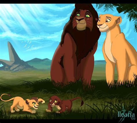 A version of Kovu and Kiara's cubs, Chaka and Nama, with their parents ...