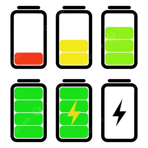 Battery Icon Set Low To Full, Battery Set, Phone Battery, Battery Icon PNG and Vector with ...