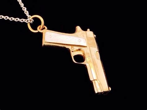 Sterling Silver and 22k Yellow Gold Plated 1911 45 Pistol With ...