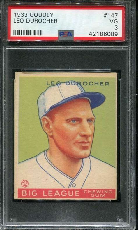 1933 Goudey Baseball #147 Leo Durocher RC PSA 3 VG P42186089 ...