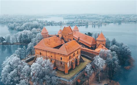 Download wallpapers Trakai Island Castle, ancient castle, brown castle ...