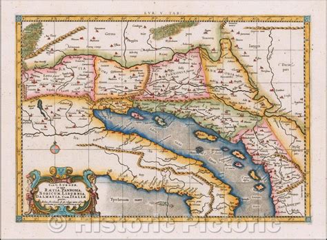 Historic Map - Tab V. Europae in qua Raetia, Pannonia, Noricum, Liburn - Historic Pictoric