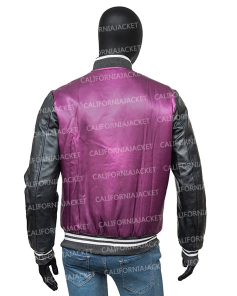 Mens Purple Letterman Jacket - Californiajacket