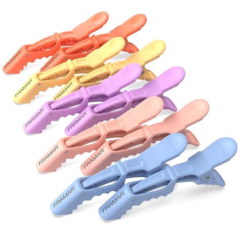 Amazon.com : FRAMAR Pastel Alligator Hair Clips 10 Pack – Professional Alligator Clips For Hair ...