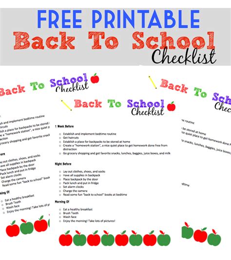 Free Printable Back to School Checklist