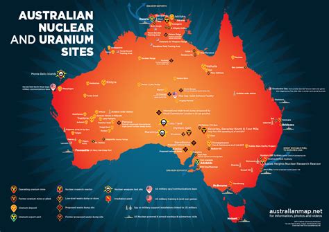 Australian Map of Nuclear and Uranium Sites | Map of Australia
