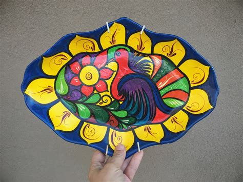 Mexican Pottery Folk Art Platter Wall Art, Colorful Plate Wall Hanging ...