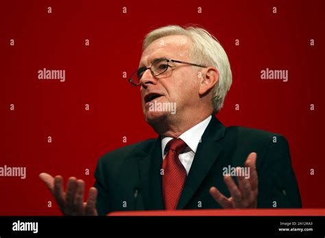 John McDonnell MP gives his speech at the Labour Party Conference Stock ...