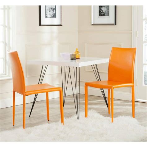 Safavieh Karna Orange Bonded Leather Dining Chair (Set of 2)-FOX2009G ...