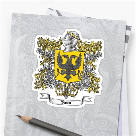 "Brown Family Crest 1" Sticker by atomicblizzard | Redbubble