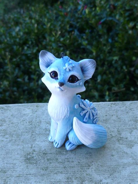 handmade one of a kind polymer clay Snowflake Fox Ornament by MysticReflections Polymer Clay ...