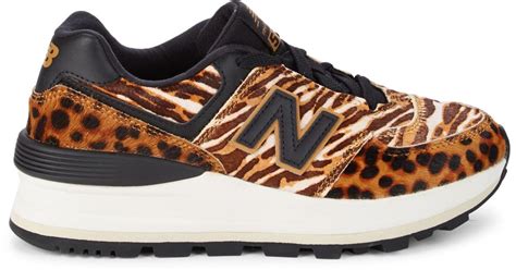 New Balance Leather Leopard-print Calf Hair-trim Chunky Sneakers in ...