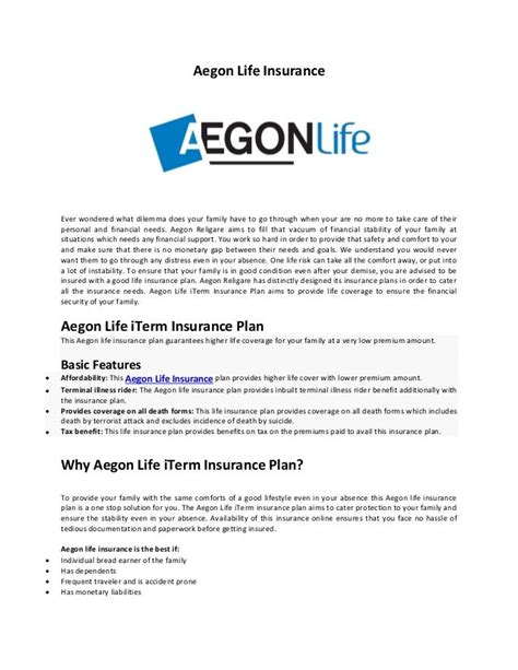 Aegon life insurance Best Online Plan