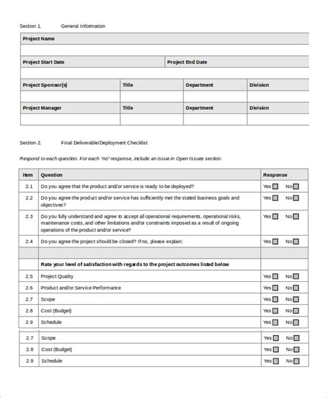 FREE 8+ Sample Project Closeout in PDF | MS Word