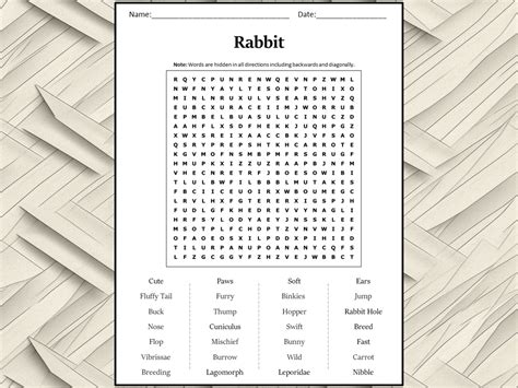 Rabbit Word Search Puzzle Worksheet Activity | Teaching Resources