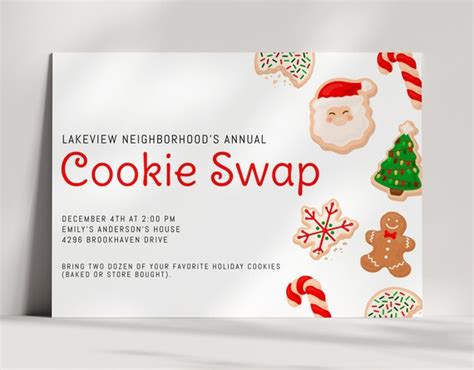 Cookie Swap Invitation, Christmas Cookie Swap Party Invite, Holiday Cookie, Gingerbread Cookies ...