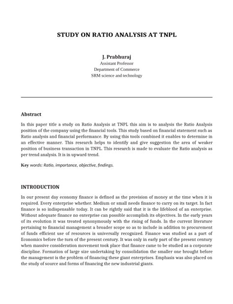 (PDF) RATIO ANALYSIS