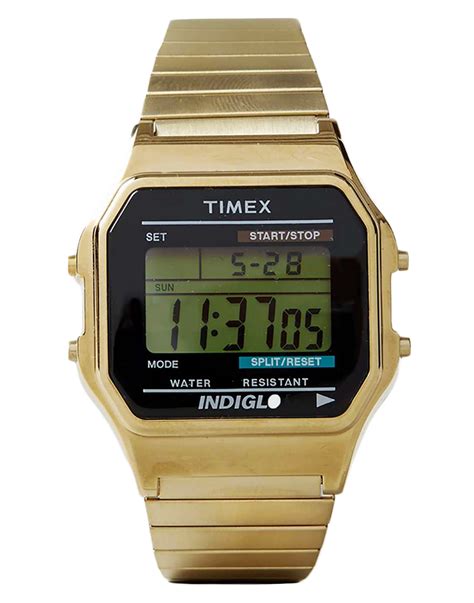 TIMEX 80 Retro Eighties Retro Digital Watch in Gold