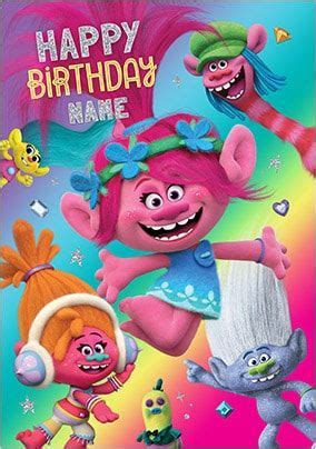 Trolls - Happy Birthday Personalised Card | Funky Pigeon