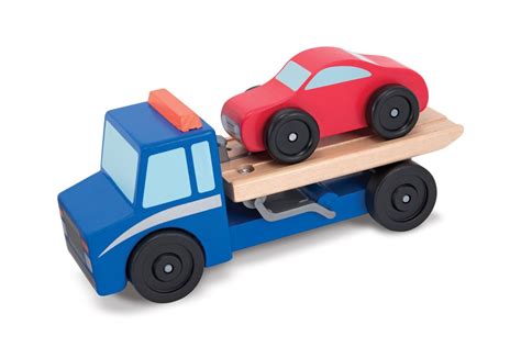 Flatbed Tow Truck Wooden Toy Set | Wooden toys, Toy trucks, Toy car