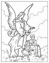 Guardian Angel Coloring Page Catholic sketch template