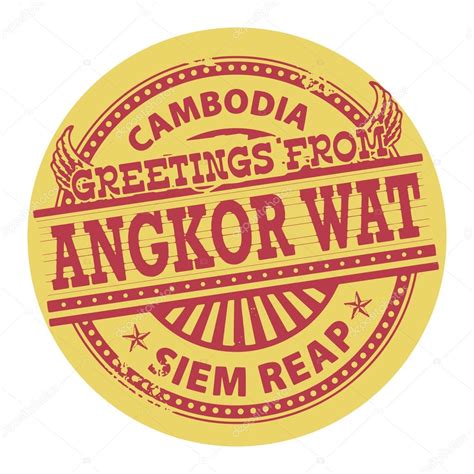 Greetings from Angkor Wat, Cambodia label — Stock Vector © _fla #30324091