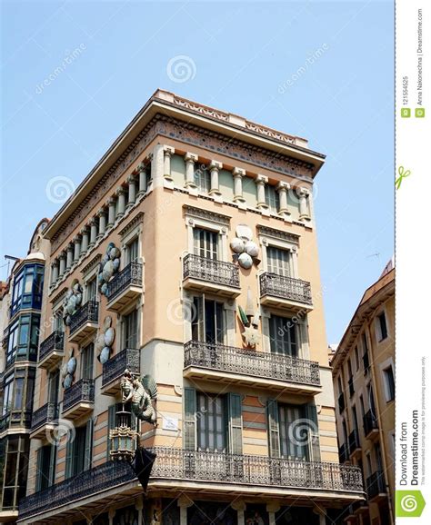 Facade of One of the Beautiful Houses on La Rambla in Barcelona ...