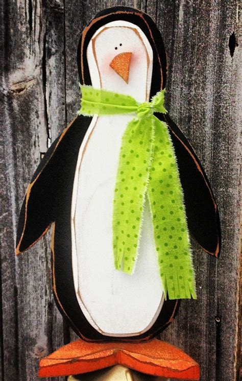 Winter Decor Carved Wood Penguin Primitive Antiqued Carved | Etsy ...