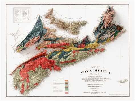 Geological Map of Nova Scotia c.1903 Vintage Map Shaded - Etsy