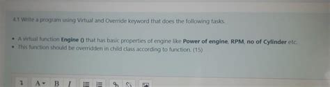 Solved 4.1. Write a program using Virtual and Override | Chegg.com