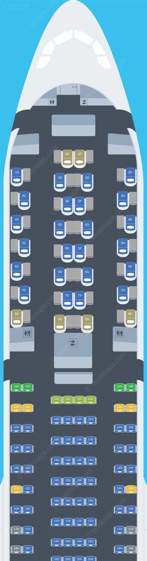 Seat map of Condor Airbus A330-900neo aircraft