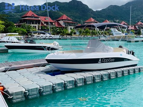 Drive on floating boat dock installed in Seychelles. - Hiseadock