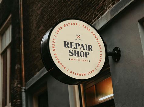 Free Vintage Rounded Shape Signage Logo Mockup PSD - Designbolts