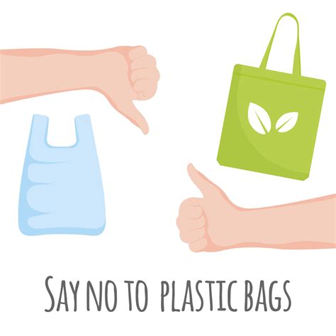 Say no plastic poster with thumbs up, thumbs down, plastic and eco bag 20207983 Vector Art at ...