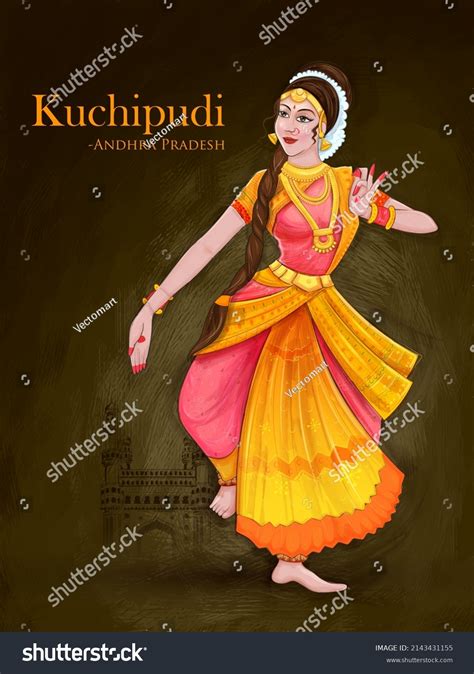 Illustration Woman Performing Kuchipudi Dance Traditional Stock Vector (Royalty Free) 2143431155 ...